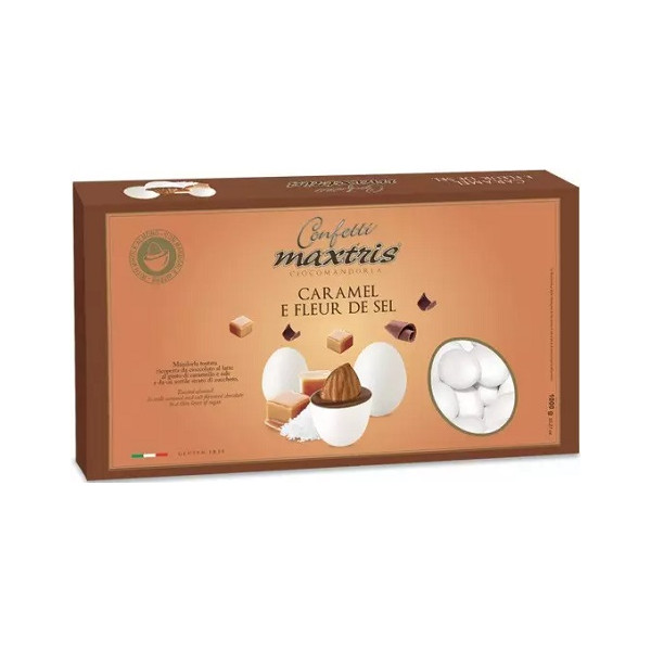 Maxtris Caramel & Fleur de Sel, confetti bianchi 1 Kg: cioco-mandorla ai gusti caramllo e sale