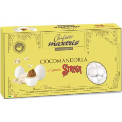 Maxtris Liquore Strega , confetti bianchi 1 Kg: cioco-mandorla ai gusti panna e cioccolato