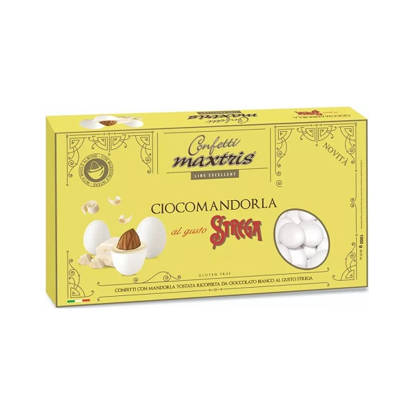 Maxtris Liquore Strega, confetti bianchi 1 Kg: cioco-mandorla al gusto Strega