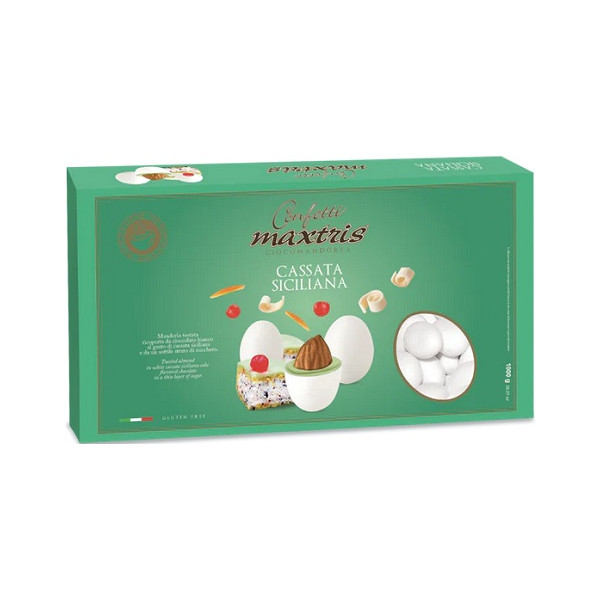 Maxtris Cassata Siciliana, confetti bianchi 1 Kg: cioco-mandorla al gusto cassata siciliana