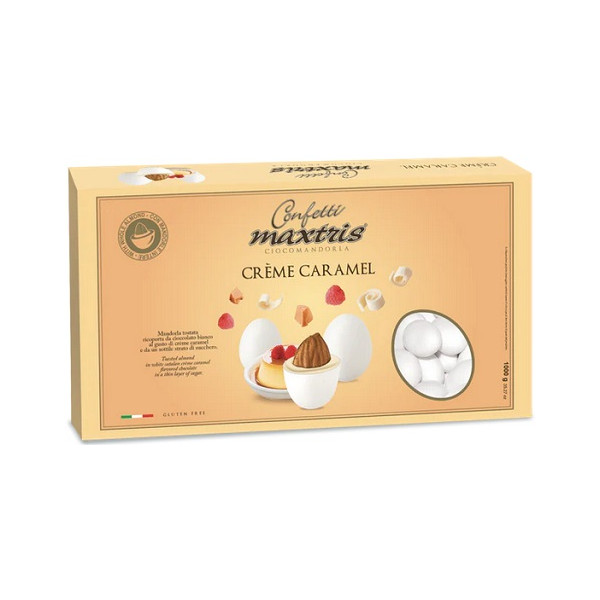 Maxtris Creme Caramel , confetti bianchi 1 Kg: cioco-mandorla al gusto creme caramel