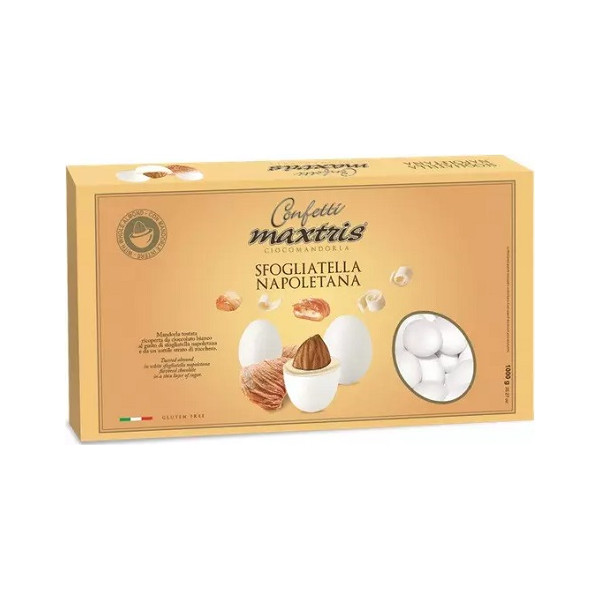 Maxtris Sfogliatella Napoletana, confetti bianchi i cioco-mandorla Maxtris al gusto sfogliatella da 1 Kg