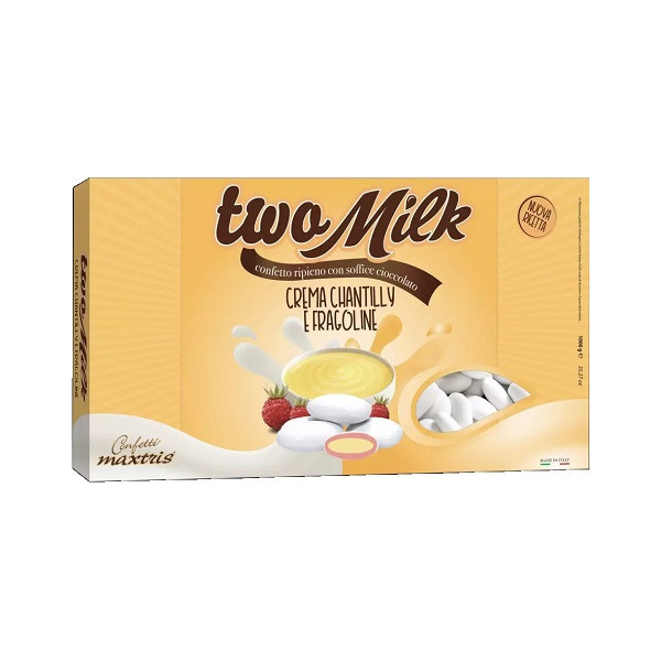 Two Milk Crema Chantilly e Fragoline, confetti bianchi Maxtris da 1kg