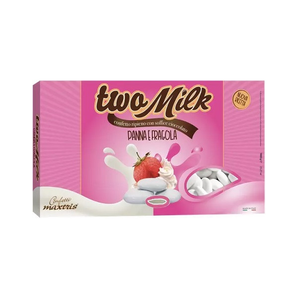 Two Milk Panna e Fragola confetti bianchi Maxtris da 1kg con doppio cioccolato