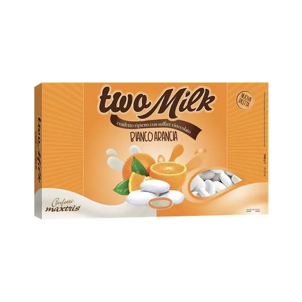 Two Milk Arancia, confetti bianchi Maxtris da 1 kg con doppio cioccolato