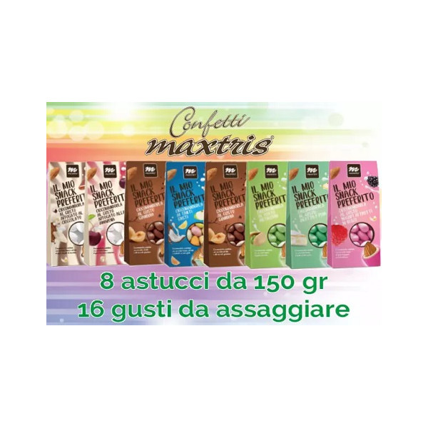 Mini confettata Maxtris 16 gusti -  Kit 8 astucci da 150 g