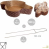 Kit spillone 50 cm in acciaio con 5 stampi colomba in carta forno calandrata monouso da 500 g Kit spillone 50 cm in acciaio con 5 stampi colomba in carta forno calandrata monouso da 500 g