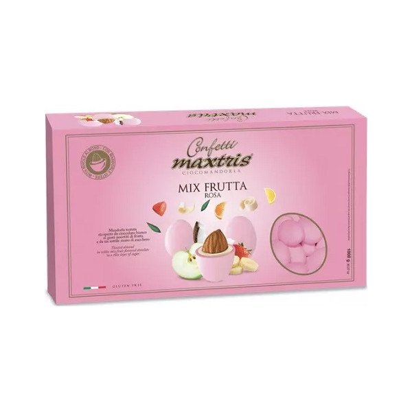 Maxtris Frutta Rosa, cioco-mandorla, confetti rosa ai gusti assortiti di frutta 1 Kg