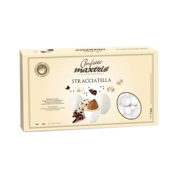 Maxtris Stracciatella 1 Kg: confetti bianchi con mandorla tostata avvolta con cioccolato bianco al gusto di stracciatella