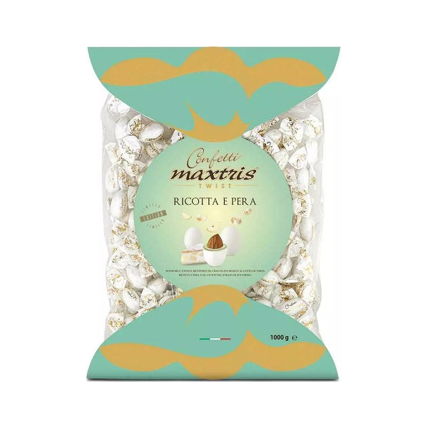 Twist Maxtris Ricotta e Pera confetti bianchi incartati in busta da 1 Kg