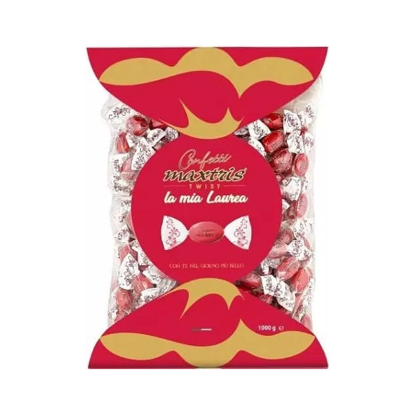 Twist Maxtris Rosso Laurea confetti rossi incartati in busta da 1 Kg