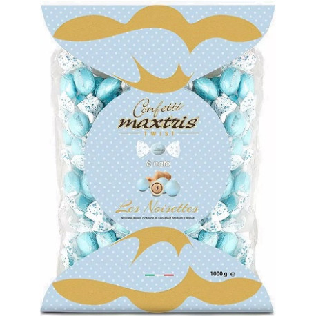 Twist Maxtris Celeste Nascita confetti celesti incartati in busta da 1 Kg Twist Maxtris Celeste Nascita confetti celesti incartati in busta da 1 Kg