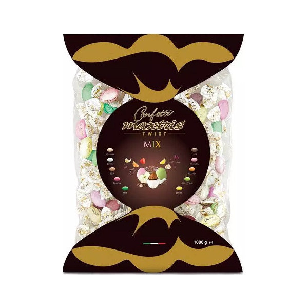 Busta Twist Maxtris Mix confetti gusti e colori assortiti incartati in busta da 1 Kg