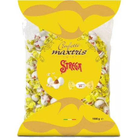 Twist Maxtris Liquore Strega confetti bianchi incartati in busta da 1 Kg Twist Maxtris Liquore Strega confetti bianchi incartati in busta da 1 Kg