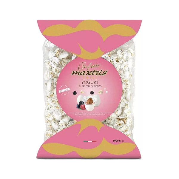 Twist Maxtris Yogurt ai Frutti di Bosco confetti bianchi incartati in busta da 1 Kg