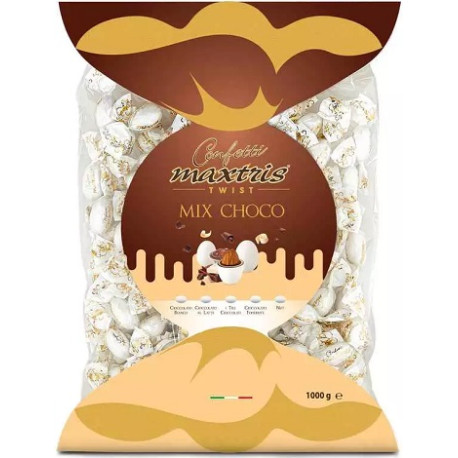 Twist Maxtris Mix Choco confetti bianchi incartati in busta da 1 Kg Twist Maxtris Mix Choco confetti bianchi incartati in busta da 1 Kg
