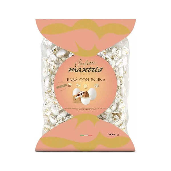 Twist Maxtris Babà con Panna confetti bianchi incartati in busta da 1 Kg