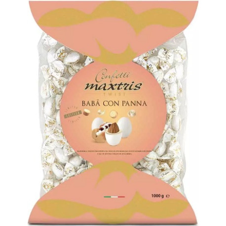 Twist Maxtris Babà con Panna confetti bianchi incartati in busta da 1 Kg Twist Maxtris Babà con Panna confetti bianchi incartati in busta da 1 Kg