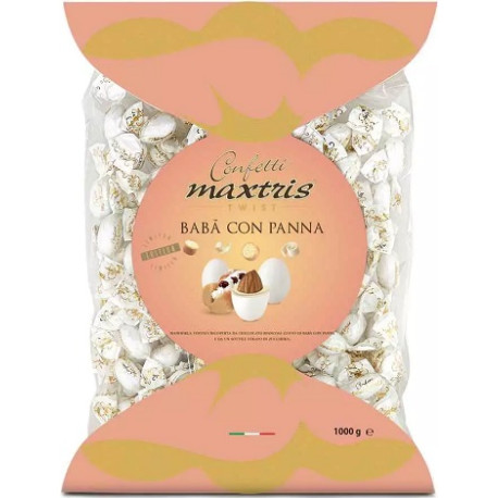 Twist Maxtris Babà con Panna confetti bianchi incartati in busta da 1 Kg