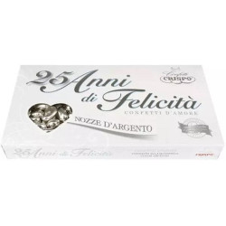 25 Anni di Felicità Nozze D'Argento Crispo confetti argento con mandorla naturale