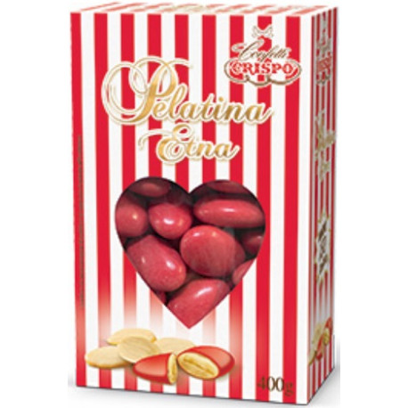 Confetti rossi con 42% di mandorla minimo Pelatina Etna di Crispo in confezione da 400 g Confetti rossi con 42% di mandorla minimo Pelatina Etna di Crispo in confezione da 400 g