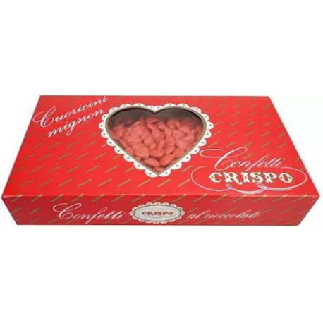 Cuoricini Mignon Rosso Crispo 1 Kg confetti rossi a forma piccoli cuori di cioccolato fondente