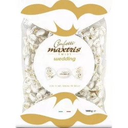 Twist Maxtris bianco wedding da 1 Kg confetti bianchi cioco-mandorla classico incartato in busta da 1 Kg