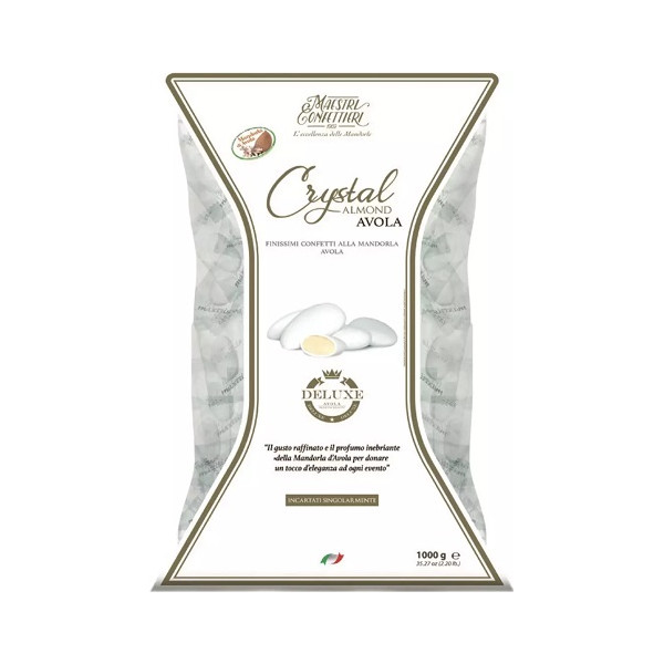 Crystal Almond Avola Deluxe Bag: busta Confetti Maxtris Crystal Almond Deluxe Avola Bianco 1Kg