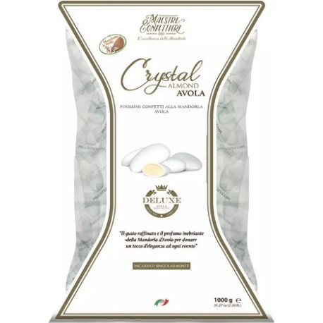 Crystal Almond Avola Deluxe Bag: busta Confetti Maxtris Crystal Almond Deluxe Avola Bianco 1Kg