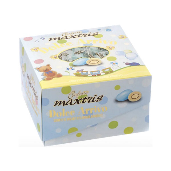 Vassoio Dolce Arrivo Celeste confetti celesti Maxtris incartati da 500 g