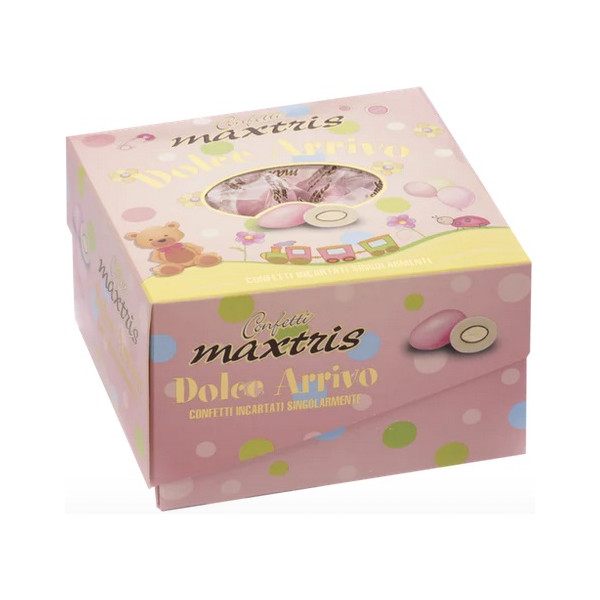 Vassoio Dolce Arrivo Rosa confetti rosa Maxtris incartati da 500 g