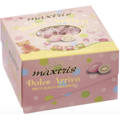 Vassoio Dolce Arrivo Rosa confetti rosa Maxtris incartati da 500 g