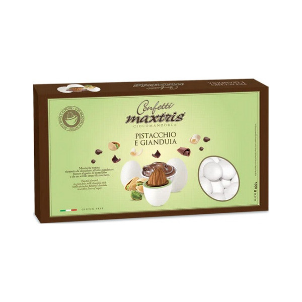 Maxtris Pistacchio e Gianduia – Confetti Ciocomandorla Bianchi 1 Kg