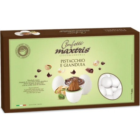 Maxtris Pistacchio e Gianduia confetti bianchi 1 Kg