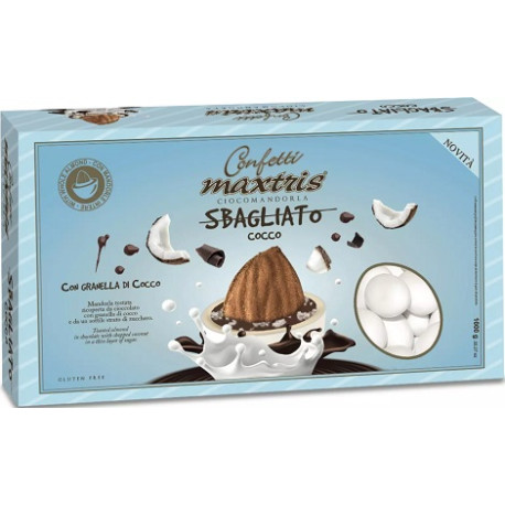 Maxtris Sbagliato al Cocco confetti bianchi da 1 Kg: ciocomandorla con granella di Cocco Maxtris Sbagliato al Cocco confetti bianchi da 1 Kg: ciocomandorla con granella di Cocco