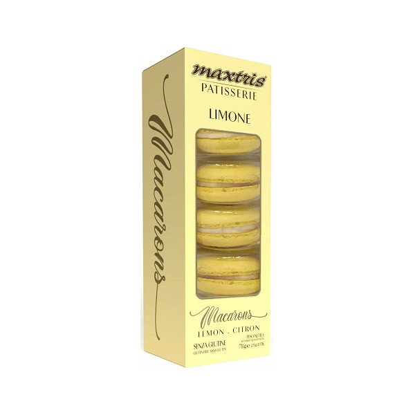 Macarons Maxtris Giallo gusto Limone in confezione da 5 macarons