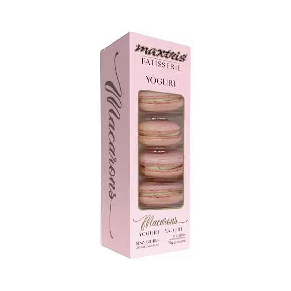 Macarons Maxtris Rosa gusto Yogurt in confezione da 5 macarons