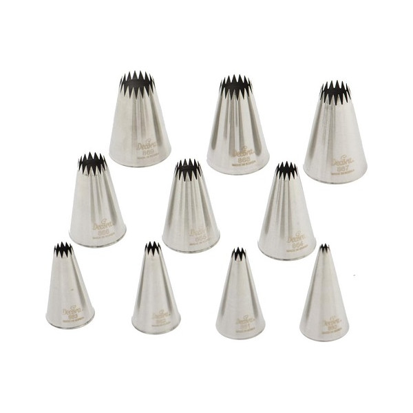Set 10 cornetti stella francese in acciaio inox dal diametro 4 a 18 mm Decora
