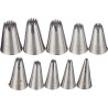 Set 10 cornetti stella francese in acciaio inox dal diametro 4 a 18 mm Decora Set 10 cornetti stella francese in acciaio inox dal diametro 4 a 18 mm Decora