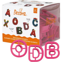 Set 27 tagliapasta lettere alfabeto grandi 5,2xh2,2 cm in plastica da Decora
