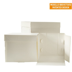 Scatola quadrata per dolci lato 20,5xh15 cm in cartoncino bianco Decora