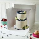 Scatola quadrata per dolci con coperchio 40,5x40,5xh40 cm in cartoncino bianco Decora