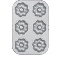 Flowers, plateau o teglia 6 ciambelle fiori diametro 7,5 cm in acciaio antiaderente da Decora