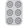 Flowers, plateau o teglia 6 ciambelle fiori diametro 7,5 cm in acciaio antiaderente da Decora