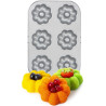 Flowers, plateau o teglia 6 ciambelle fiori diametro 7,5 cm in acciaio antiaderente da Decora