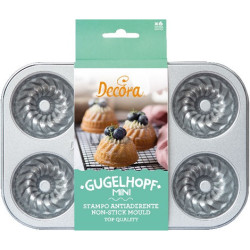 Mini Kugelhopf Decora (Ø7,5×H32cm) – Teglia in Acciaio Antiaderente per 6 Ciambelle Mini