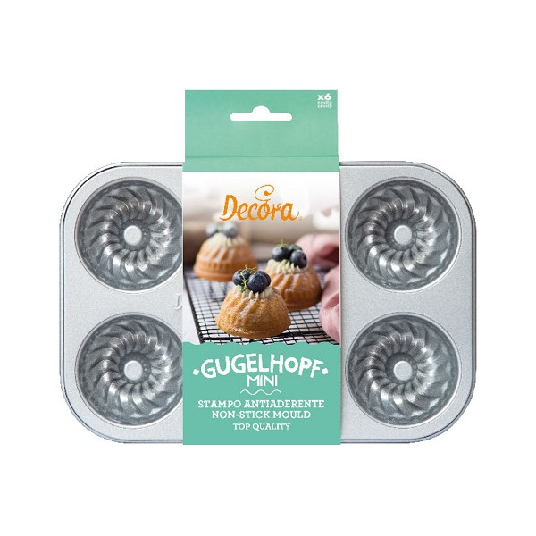 Mini kugelhopf teglia per 6 ciambelle mini kugelhopf di 7,5 cm in acciaio antiaderente Decora