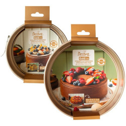 Tortiera Tonda a Cerniera con Fondo Mobile Decora (Ø16,5/21,5cm) – Metallo Rose Gold Line Antiaderente (H10cm))