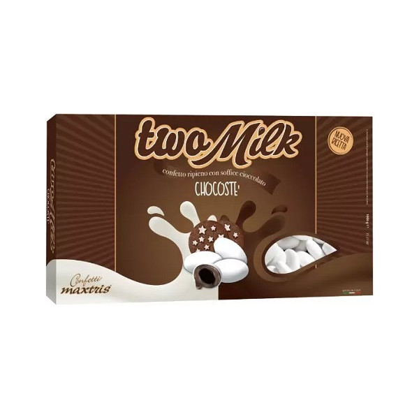 Two Milk Chocostè confetti bianchi Maxtris al gianduia 1kg, il doppio cioccolato Maxtris