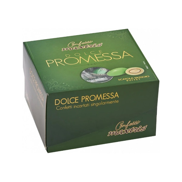 Vassoio Dolce Promessa Verde confetti verdi Maxtris incartati da 500 g